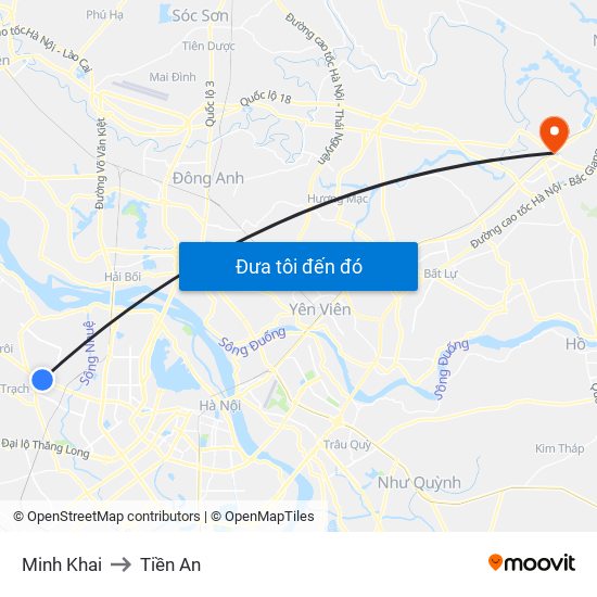Minh Khai to Tiền An map