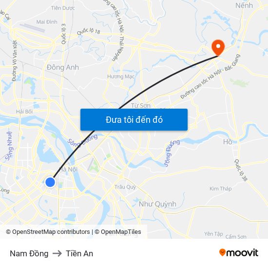 Nam Đồng to Tiền An map
