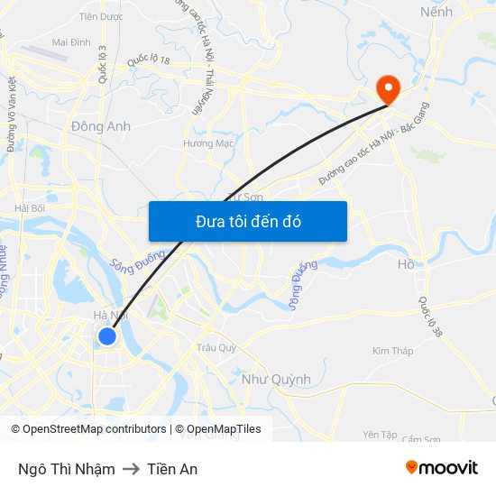 Ngô Thì Nhậm to Tiền An map