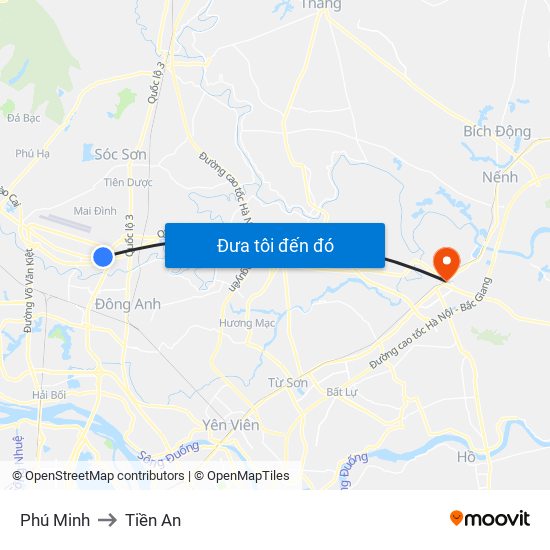 Phú Minh to Tiền An map
