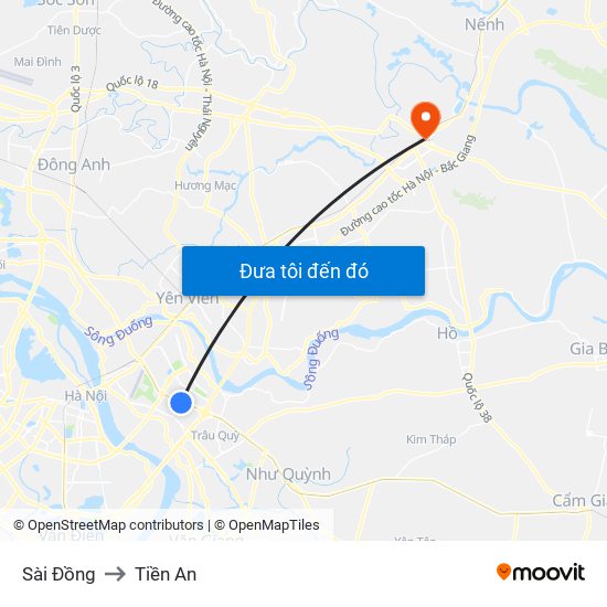 Sài Đồng to Tiền An map