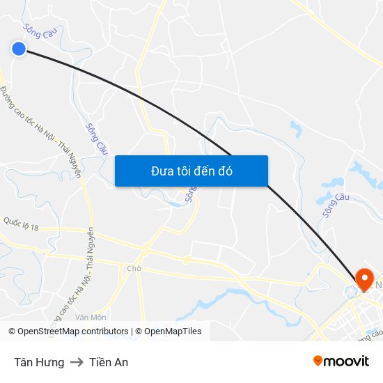 Tân Hưng to Tiền An map