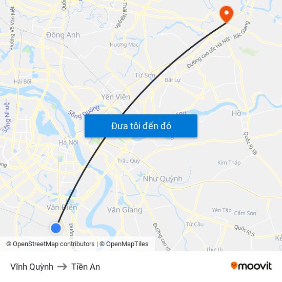Vĩnh Quỳnh to Tiền An map