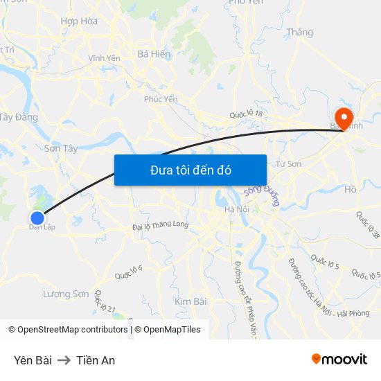 Yên Bài to Tiền An map
