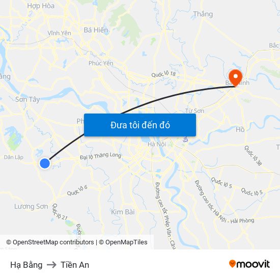 Hạ Bằng to Tiền An map