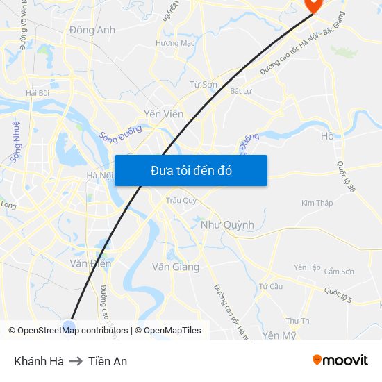 Khánh Hà to Tiền An map