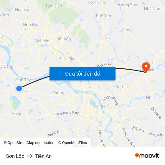 Sơn Lộc to Tiền An map