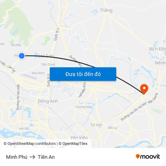 Minh Phú to Tiền An map