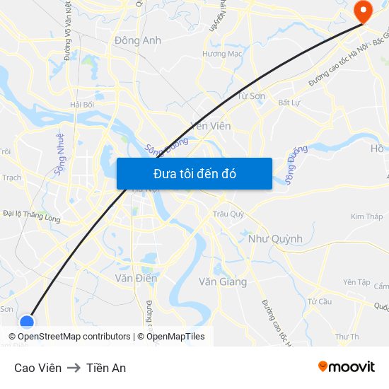 Cao Viên to Tiền An map
