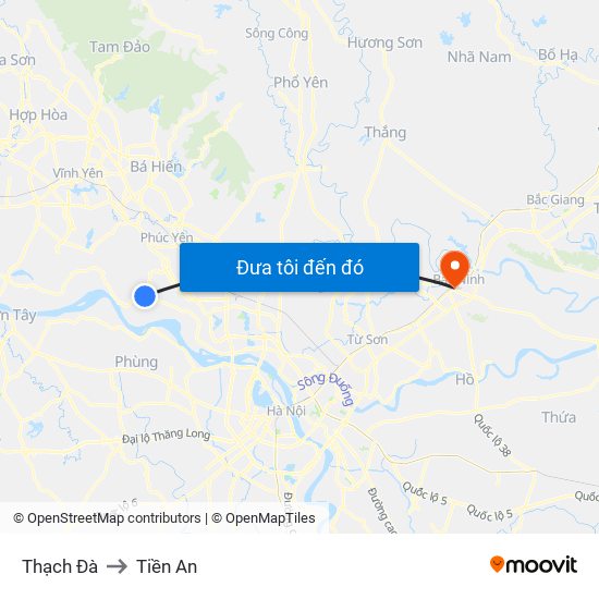 Thạch Đà to Tiền An map