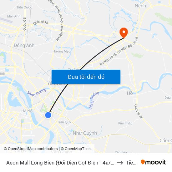 Aeon Mall Long Biên (Đối Diện Cột Điện T4a/2a-B Đường Cổ Linh) to Tiền An map