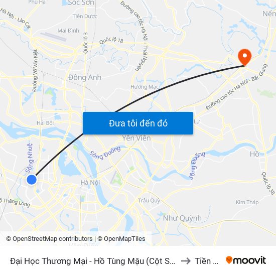 Đại Học Thương Mại - Hồ Tùng Mậu (Cột Sau) to Tiền An map