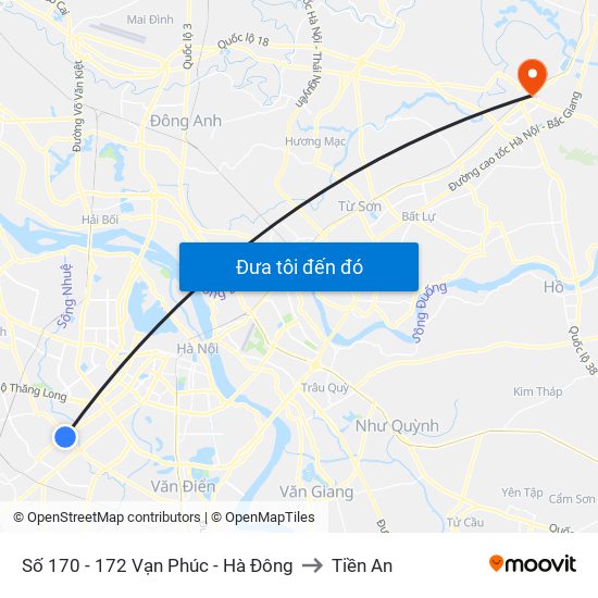 Số 170 - 172 Vạn Phúc - Hà Đông to Tiền An map