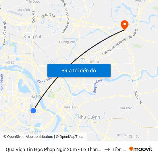 Qua Viện Tin Học Pháp Ngữ 20m - Lê Thanh Nghị to Tiền An map