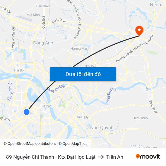 89 Nguyễn Chí Thanh - Ktx Đại Học Luật to Tiền An map