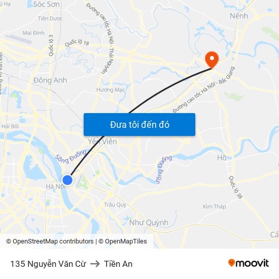135 Nguyễn Văn Cừ to Tiền An map
