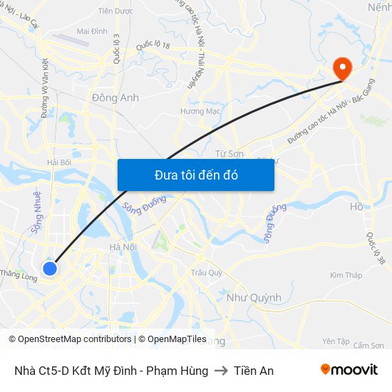 Nhà Ct5-D Kđt Mỹ Đình - Phạm Hùng to Tiền An map