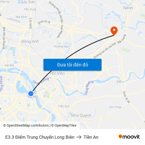 E3.3 Điểm Trung Chuyển Long Biên to Tiền An map