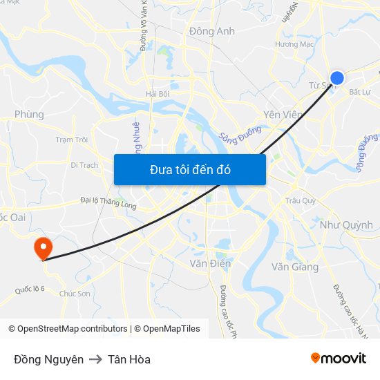 Đồng Nguyên to Tân Hòa map