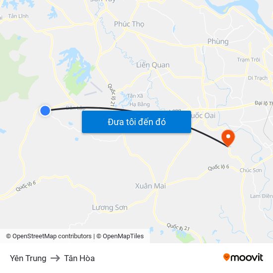 Yên Trung to Tân Hòa map
