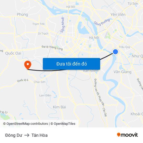 Đông Dư to Tân Hòa map