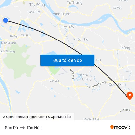 Sơn Đà to Tân Hòa map