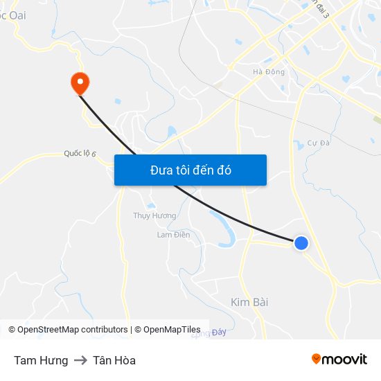 Tam Hưng to Tân Hòa map