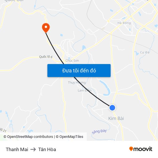 Thanh Mai to Tân Hòa map