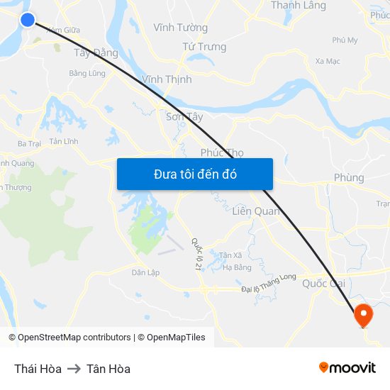 Thái Hòa to Tân Hòa map