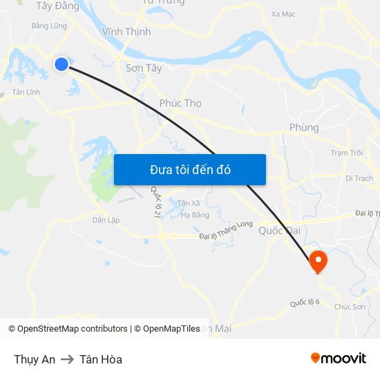 Thụy An to Tân Hòa map