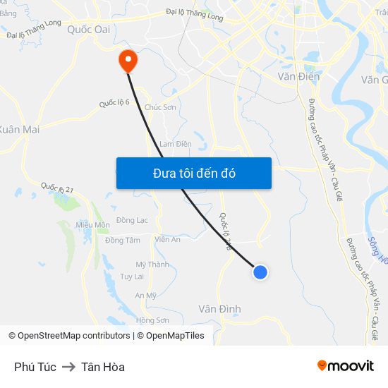 Phú Túc to Tân Hòa map