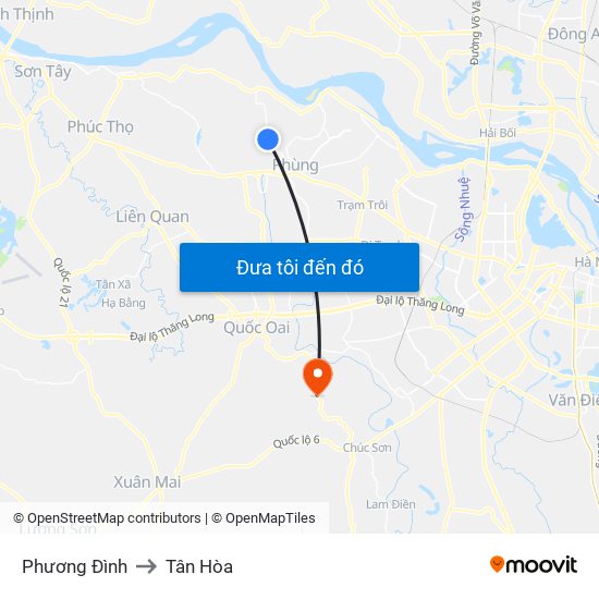 Phương Đình to Tân Hòa map