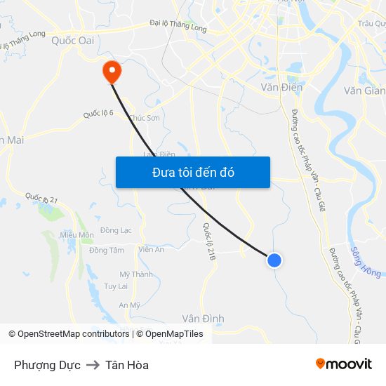 Phượng Dực to Tân Hòa map