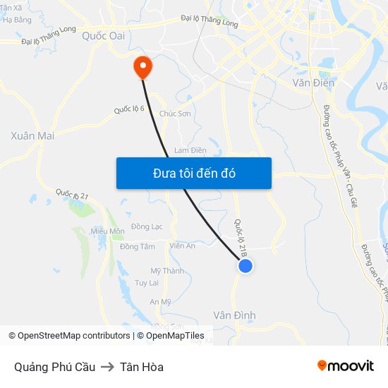Quảng Phú Cầu to Tân Hòa map