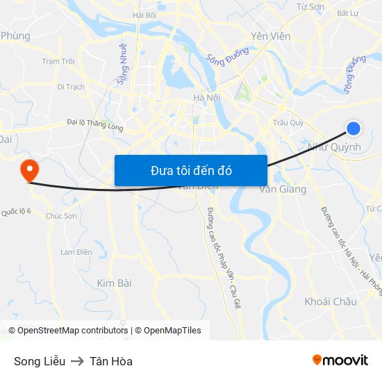 Song Liễu to Tân Hòa map