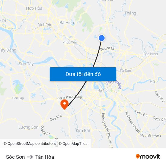 Sóc Sơn to Tân Hòa map