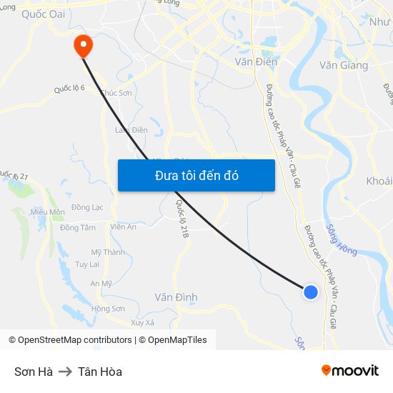 Sơn Hà to Tân Hòa map