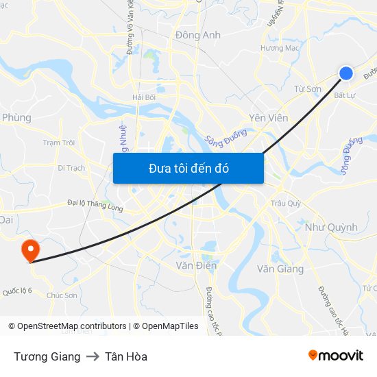 Tương Giang to Tân Hòa map