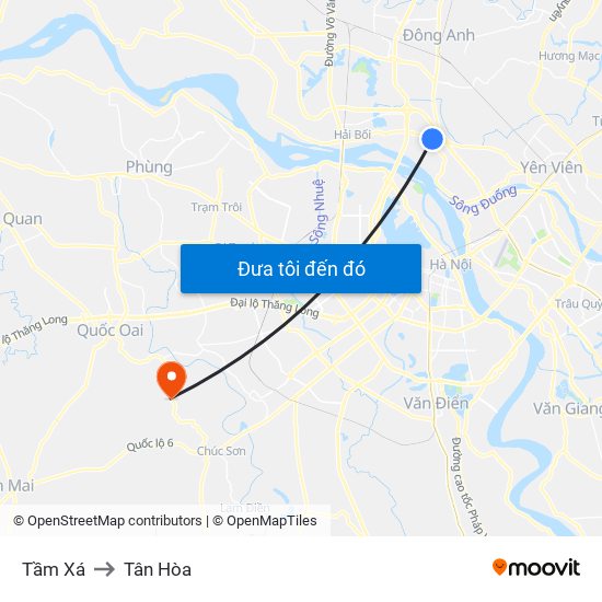 Tầm Xá to Tân Hòa map