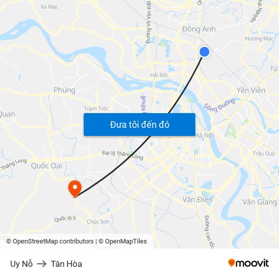 Uy Nỗ to Tân Hòa map