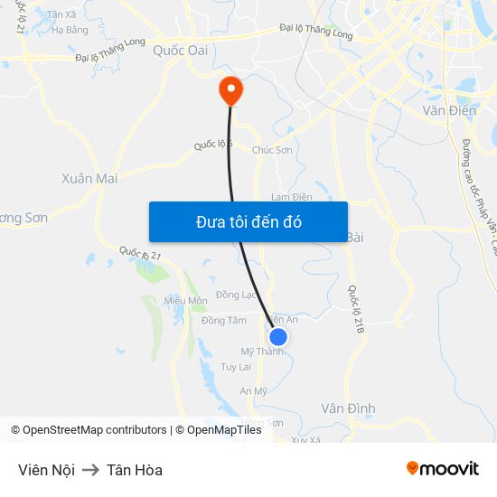 Viên Nội to Tân Hòa map