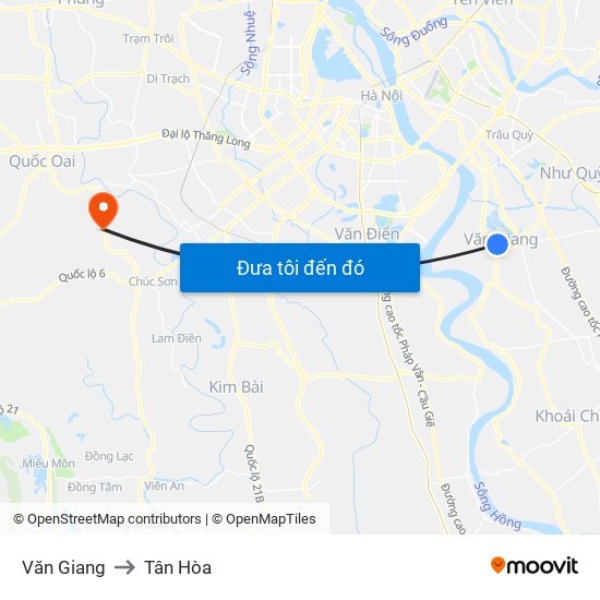 Văn Giang to Tân Hòa map