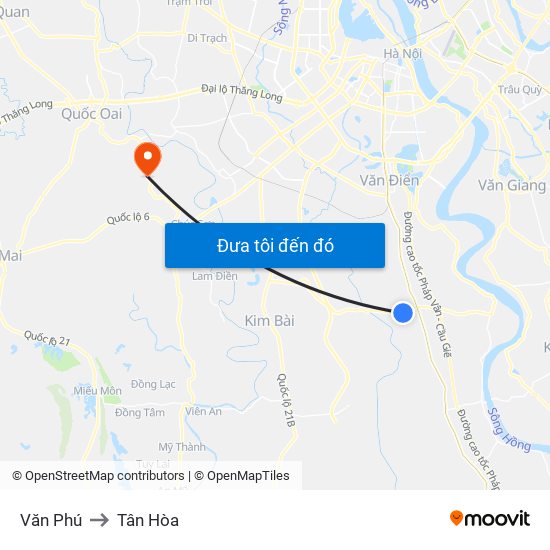 Văn Phú to Tân Hòa map