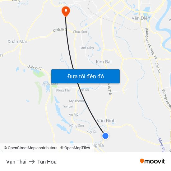 Vạn Thái to Tân Hòa map