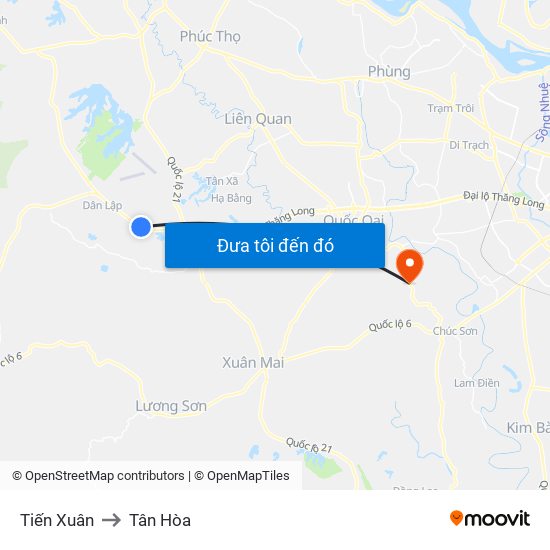 Tiến Xuân to Tân Hòa map