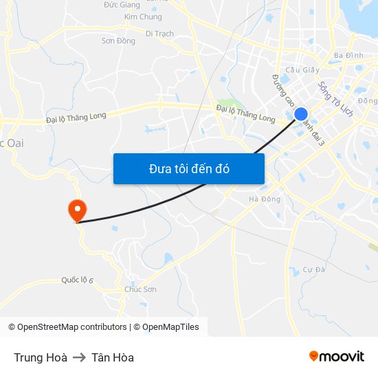 Trung Hoà to Tân Hòa map