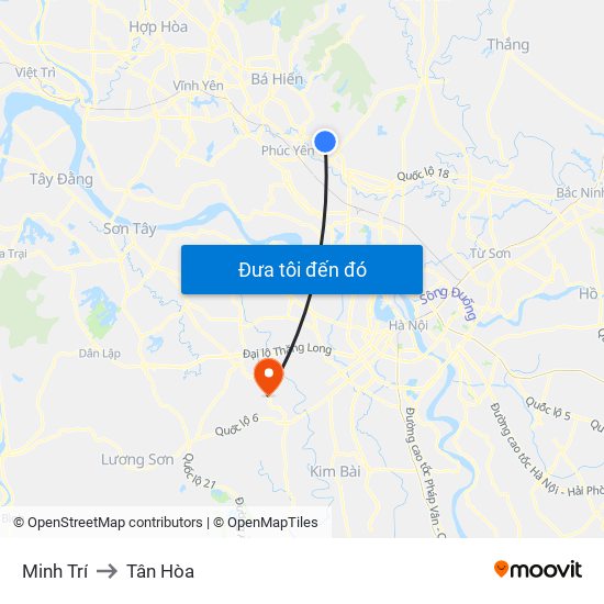 Minh Trí to Tân Hòa map