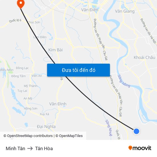 Minh Tân to Tân Hòa map