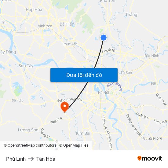Phù Linh to Tân Hòa map