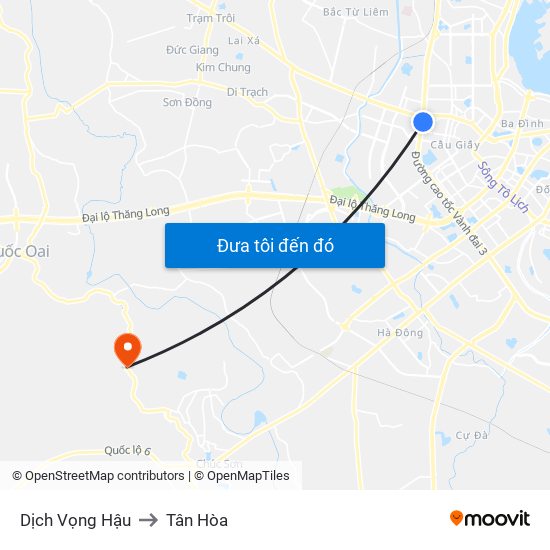 Dịch Vọng Hậu to Tân Hòa map